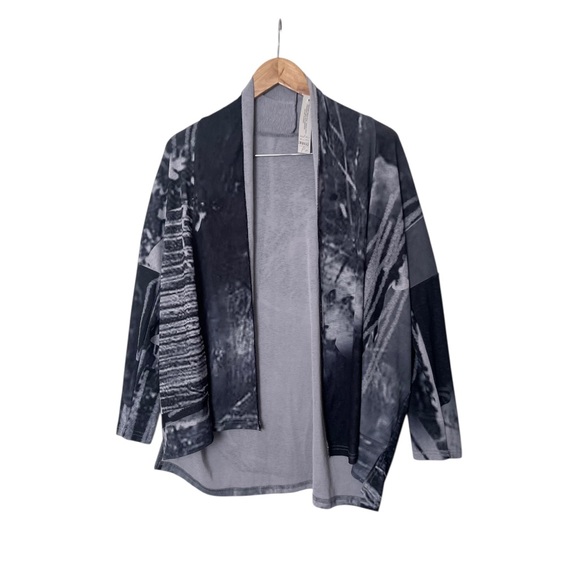 NWT 3 Potato Top Cardigan Grey Multi Open Front Art To Wear Viscose XS/S 2727 - Picture 1 of 5